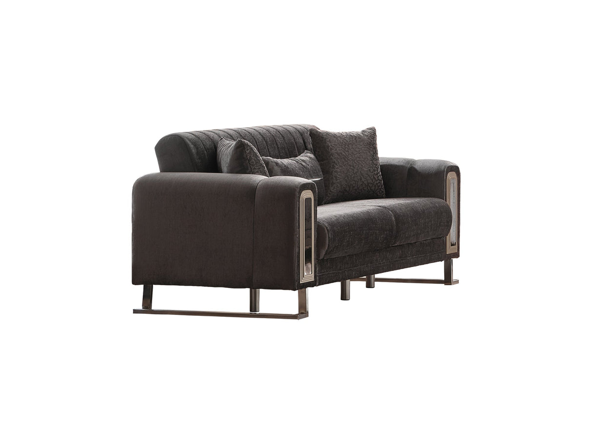 Lotus 3-pieces (Sofa & Loveseat & Chair) Livingroom Set in Grey from Furnia - Luna Furniture