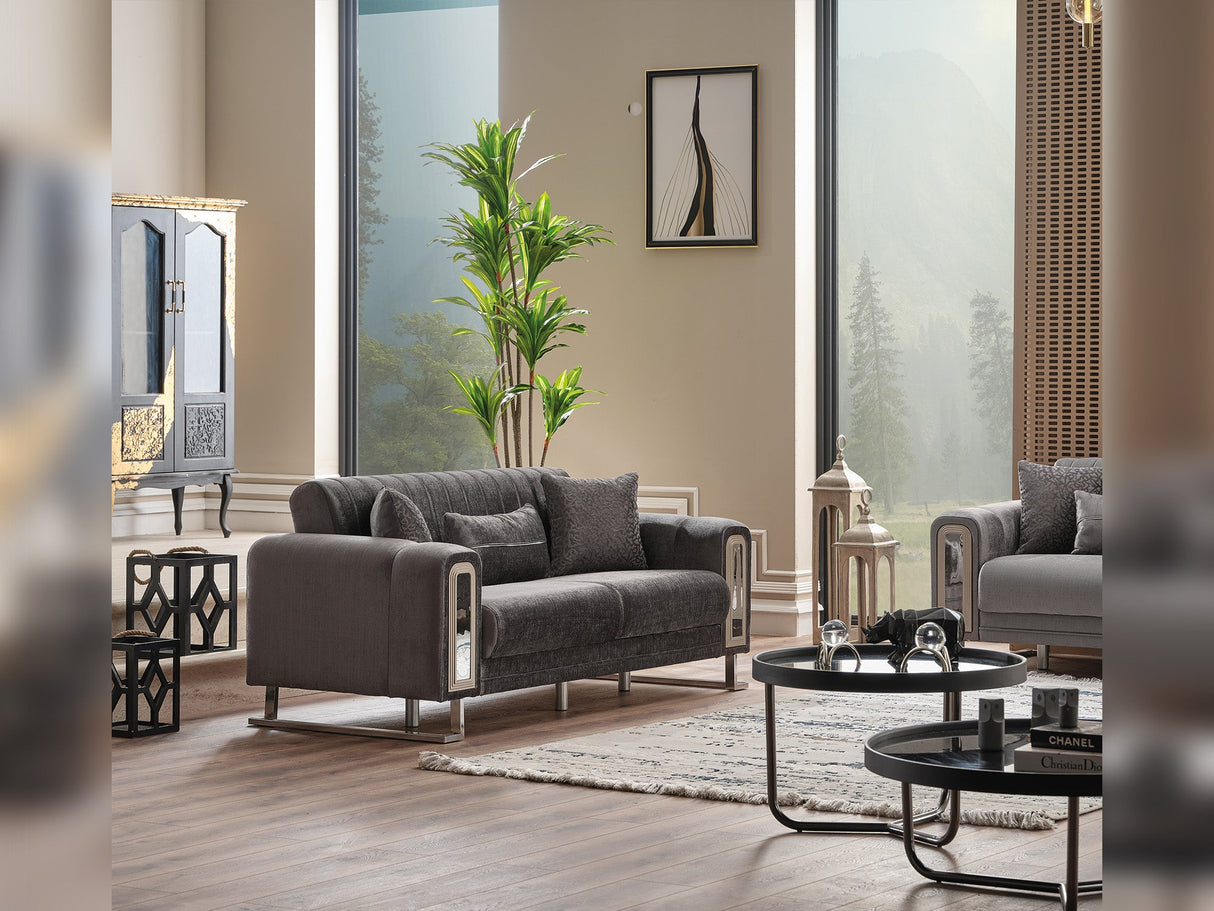 Lotus 3-pieces (Sofa & Loveseat & Chair) Livingroom Set in Grey from Furnia - Luna Furniture