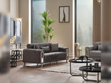 Lotus 3-pieces (Sofa & Loveseat & Chair) Livingroom Set in Grey from Furnia - Luna Furniture