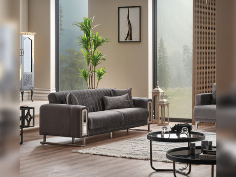 Lotus Convertible Sofa in Grey from Furnia - Luna Furniture