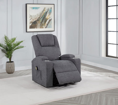 Louie Gray Chenille Upholstered Power Lift Massage Chair from Coaster - Luna Furniture