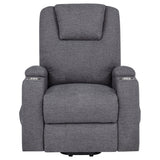 Louie Gray Chenille Upholstered Power Lift Massage Chair from Coaster - Luna Furniture