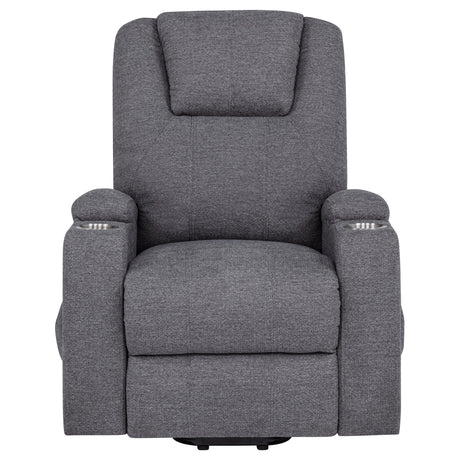 Louie Gray Chenille Upholstered Power Lift Massage Chair from Coaster - Luna Furniture