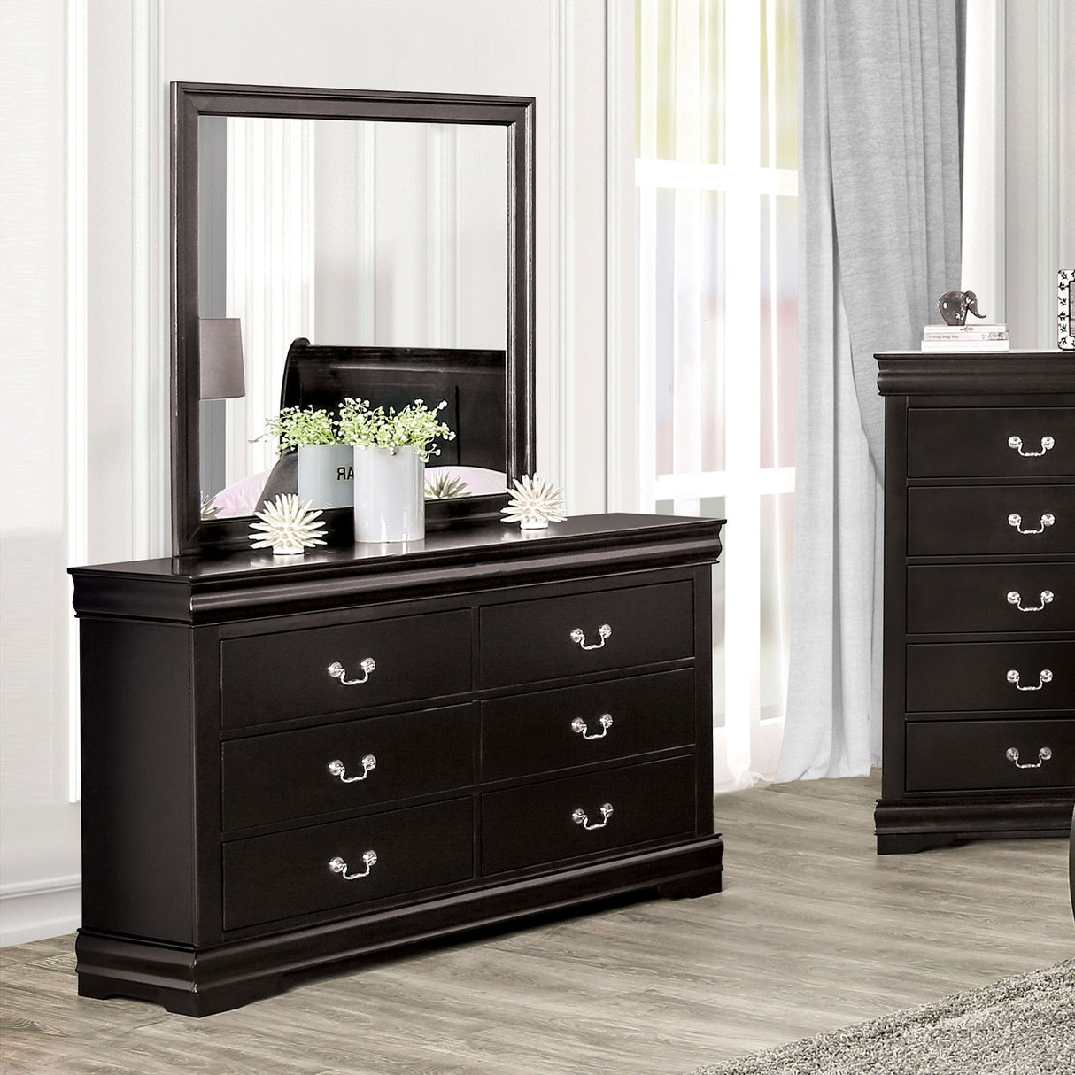 black dresser and nightstand Pheba Black 48.6 2 in. W 6-Drawer Dresser and 2 (2-drawer) Nightstand (Set of 2)