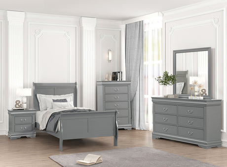 Louis Philippe Gray Twin Bed from Furniture of America - Luna Furniture