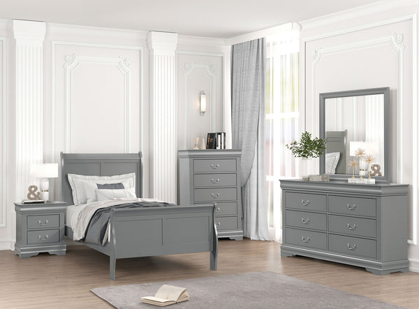 Louis Philippe Gray Twin Bed