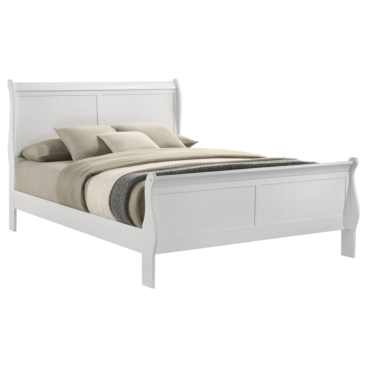 Louis Philippe White 47-inch Eastern King Sleigh Panel Bed from Coaster - Luna Furniture
