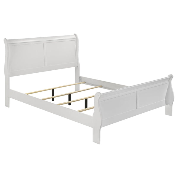 Louis Philippe White 47-inch Full Sleigh Panel Bed