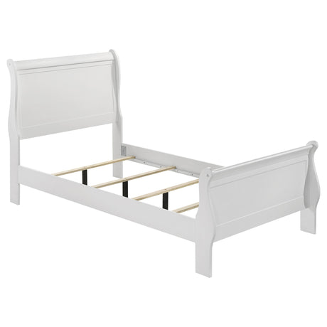 Louis Philippe White 47-inch Twin Sleigh Panel Bed from Coaster - Luna Furniture