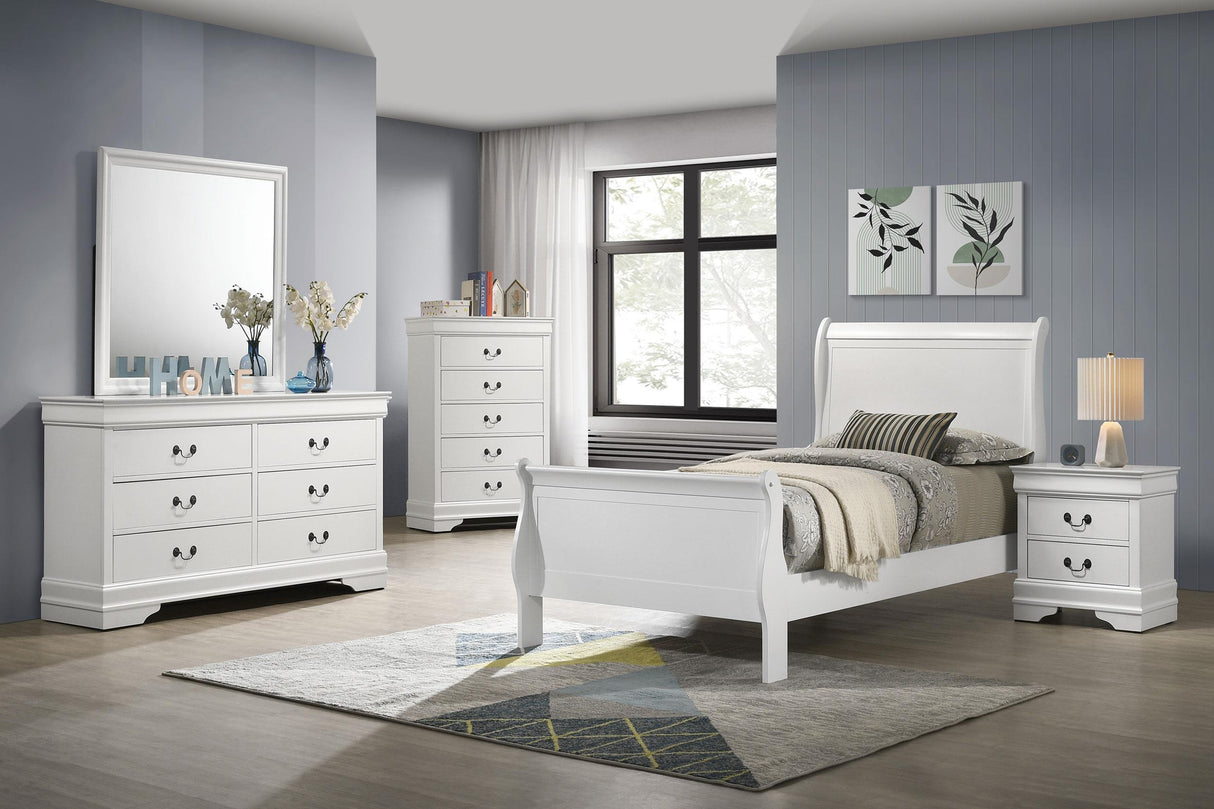 Louis Philippe White 47-inch Twin Sleigh Panel Bed from Coaster - Luna Furniture