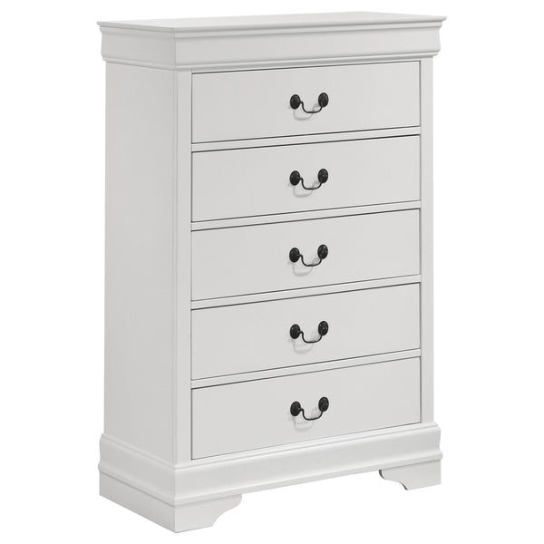 Louis Philippe White 5-Drawer Bedroom Chest