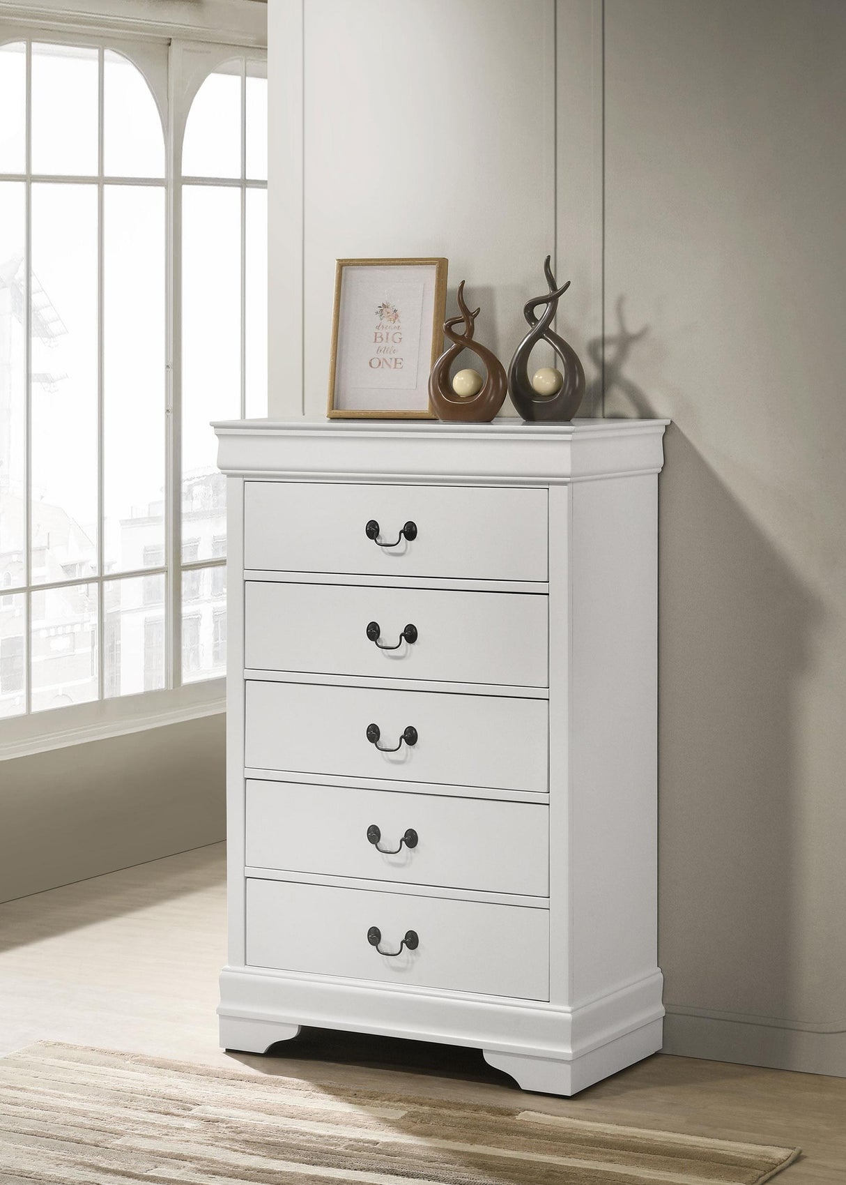 Louis Philippe White 5-Drawer Bedroom Chest from Coaster - Luna Furniture