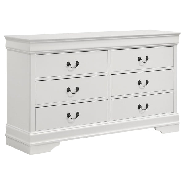 Louis Philippe White 6-Drawer Dresser