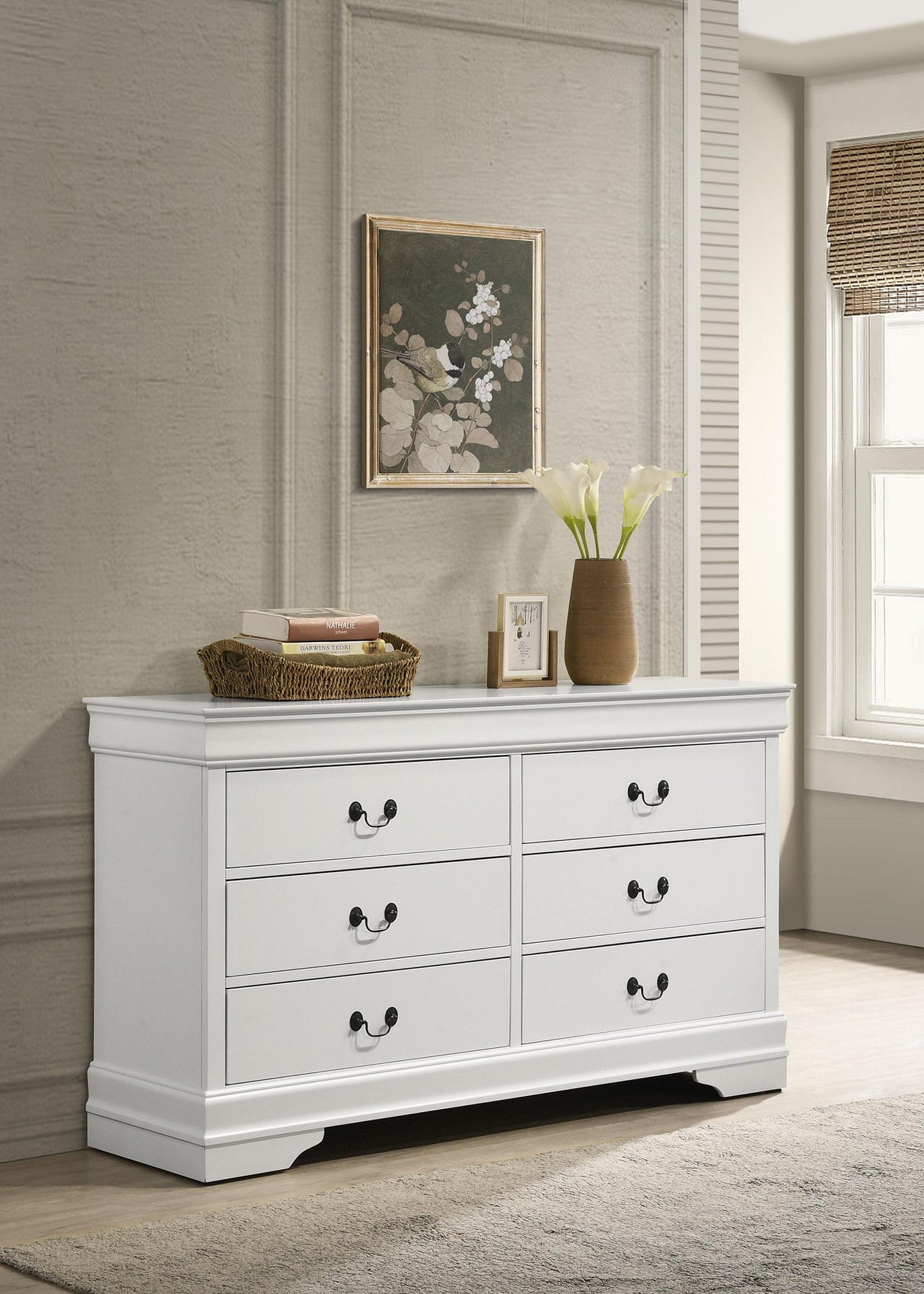 Louis Philippe White 6-Drawer Dresser from Coaster - Luna Furniture