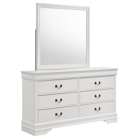 Louis White Philippe 6-Drawer Dresser and Mirror from Coaster - Luna Furniture