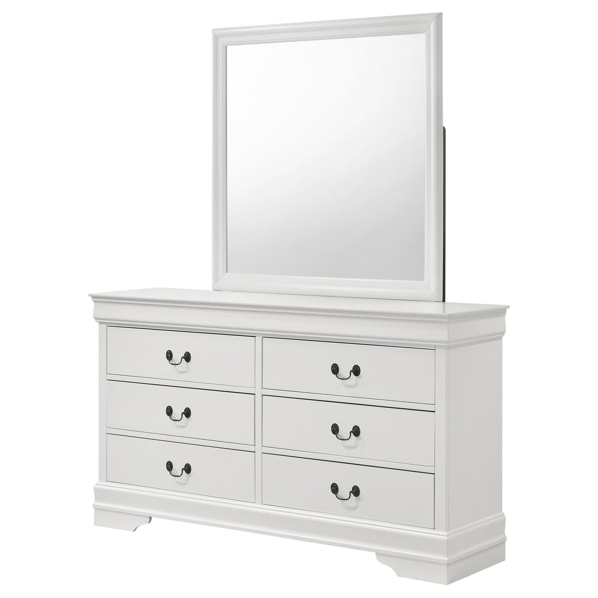 Louis White Philippe 6-Drawer Dresser and Mirror from Coaster - Luna Furniture