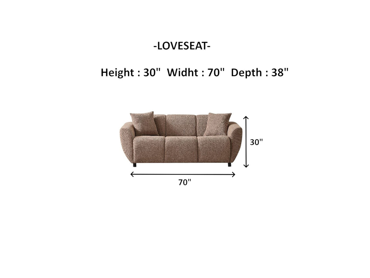Vizyon Stationary Loveseat in Brown from Furnia - Luna Furniture