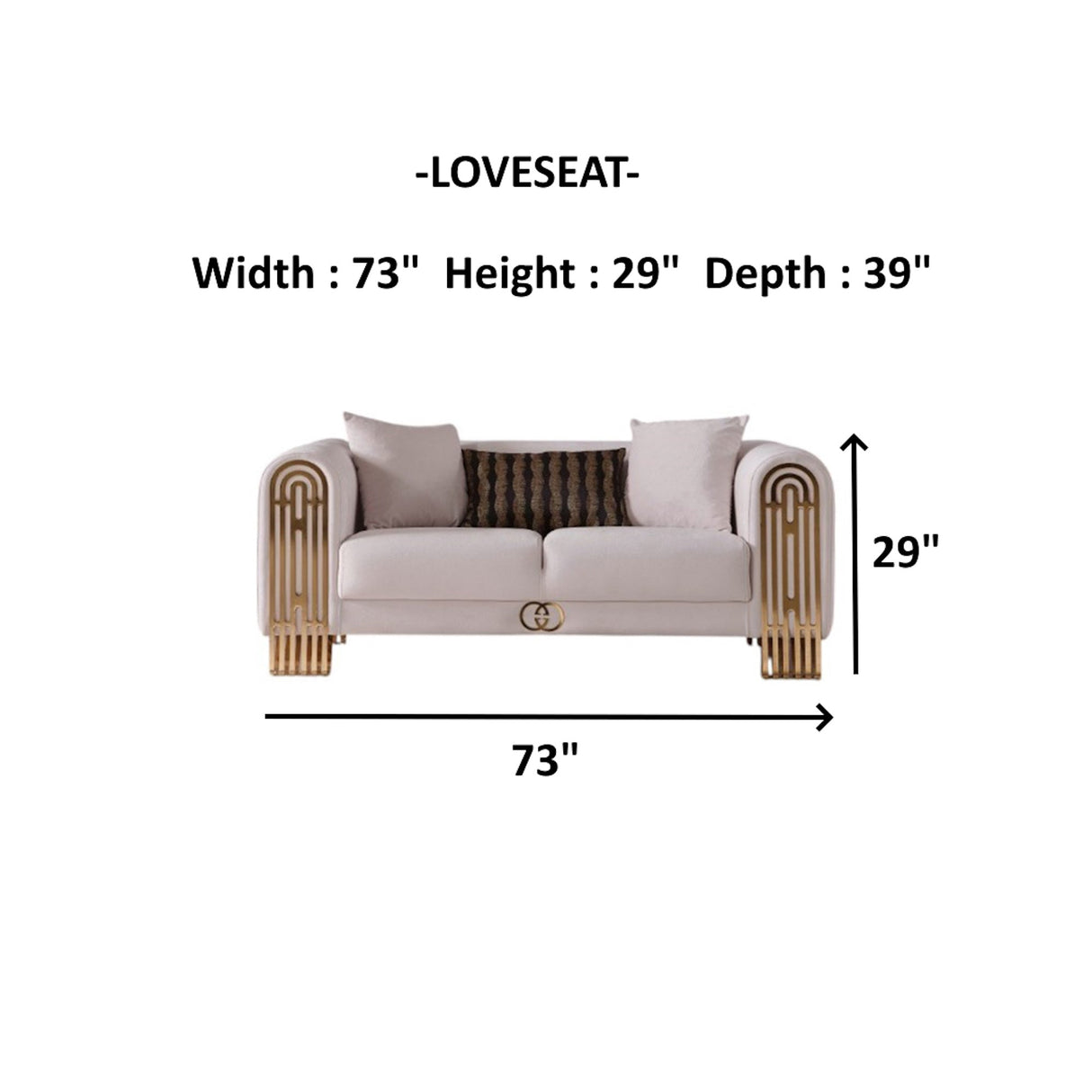 Monaco Cream 3-Piece Living Room Set (Sofa & Loveseat & Chair) from Furnia - Luna Furniture