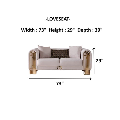 Monaco Cream 3-Piece Living Room Set (Sofa & Loveseat & Chair) from Furnia - Luna Furniture