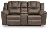 Lowilla Driftwood Reclining Loveseat with Console from Ashley - Luna Furniture