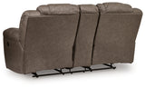 Lowilla Driftwood Reclining Loveseat with Console from Ashley - Luna Furniture