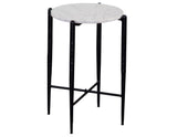 Loxie White 16″ Round Solid Marble Top End Table from Steve Silver - Luna Furniture