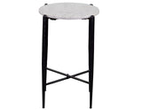 Loxie White 16″ Round Solid Marble Top End Table from Steve Silver - Luna Furniture