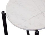 Loxie White 16″ Round Solid Marble Top End Table from Steve Silver - Luna Furniture