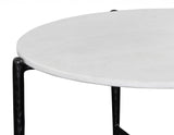 Loxie White 29.5″ Round Solid Marble Top Cocktail Table from Steve Silver - Luna Furniture