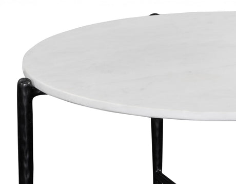 Loxie White 29.5″ Round Solid Marble Top Cocktail Table from Steve Silver - Luna Furniture