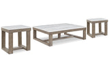 Loyaska Brown/Ivory Coffee Table and 2 End Tables from Ashley - Luna Furniture