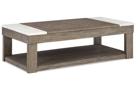 Loyaska Grayish Brown/White Lift-top Coffee Table and 2 End Tables from Ashley - Luna Furniture