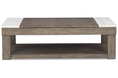 Loyaska Grayish Brown/White Lift-top Coffee Table and 2 End Tables from Ashley - Luna Furniture