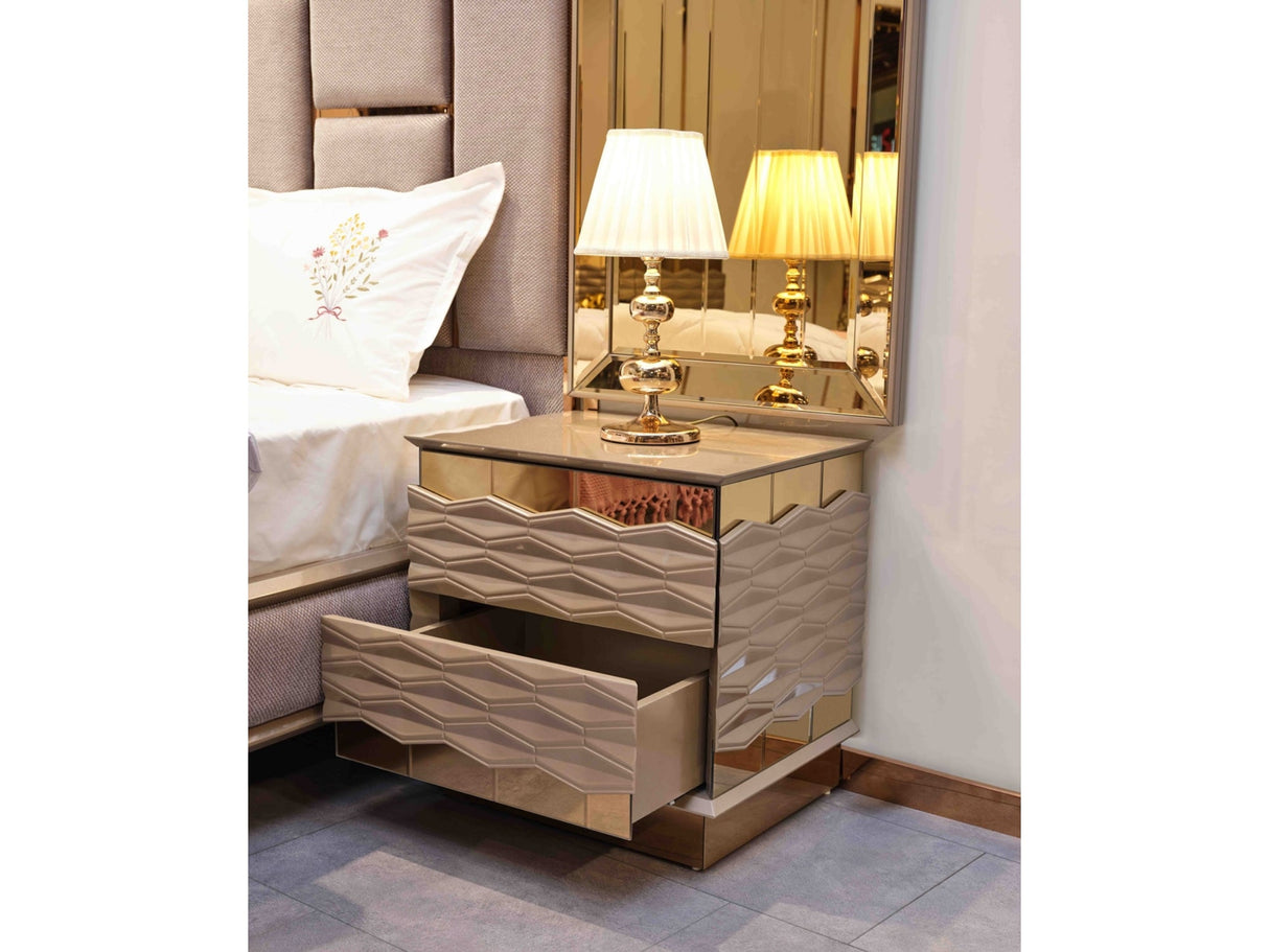 Elite Bedroom (Queen Frame With Headboard & Dresser With Mirror & 2 Nightstand With Back ) from Furnia - Luna Furniture