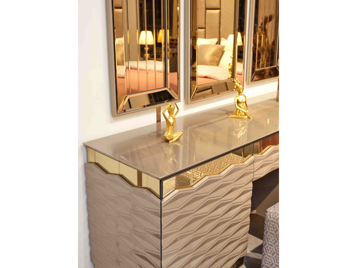 Elite Bedroom (Queen Frame With Headboard & Dresser With Mirror & 2 Nightstand With Back ) from Furnia - Luna Furniture