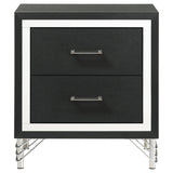 Lucia Black 2-Drawer Nightstand from Coaster - Luna Furniture
