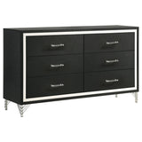 Lucia Black 6-Drawer Dresser from Coaster - Luna Furniture