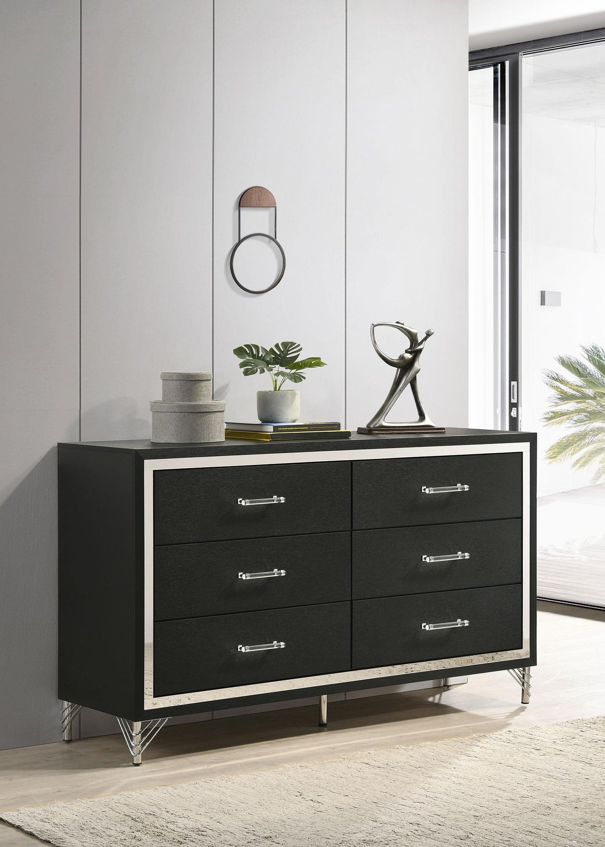 Lucia Black 6-Drawer Dresser from Coaster - Luna Furniture