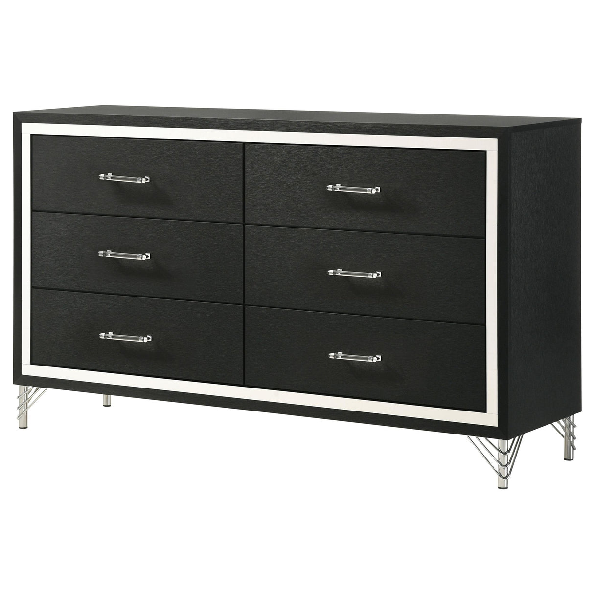 Lucia Black 6-Drawer Dresser from Coaster - Luna Furniture
