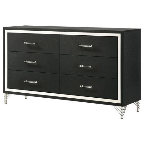 Lucia Black 6-Drawer Dresser from Coaster - Luna Furniture