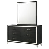 Lucia Black 6-Drawer Dresser and Mirror from Coaster - Luna Furniture