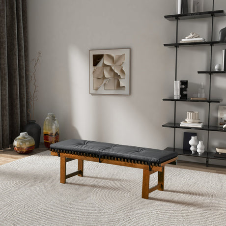 Lucia Black Vegan Leather Bench from Midinmod - Luna Furniture