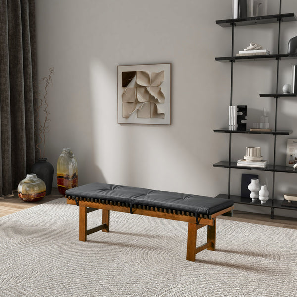 Lucia Black Vegan Leather Bench