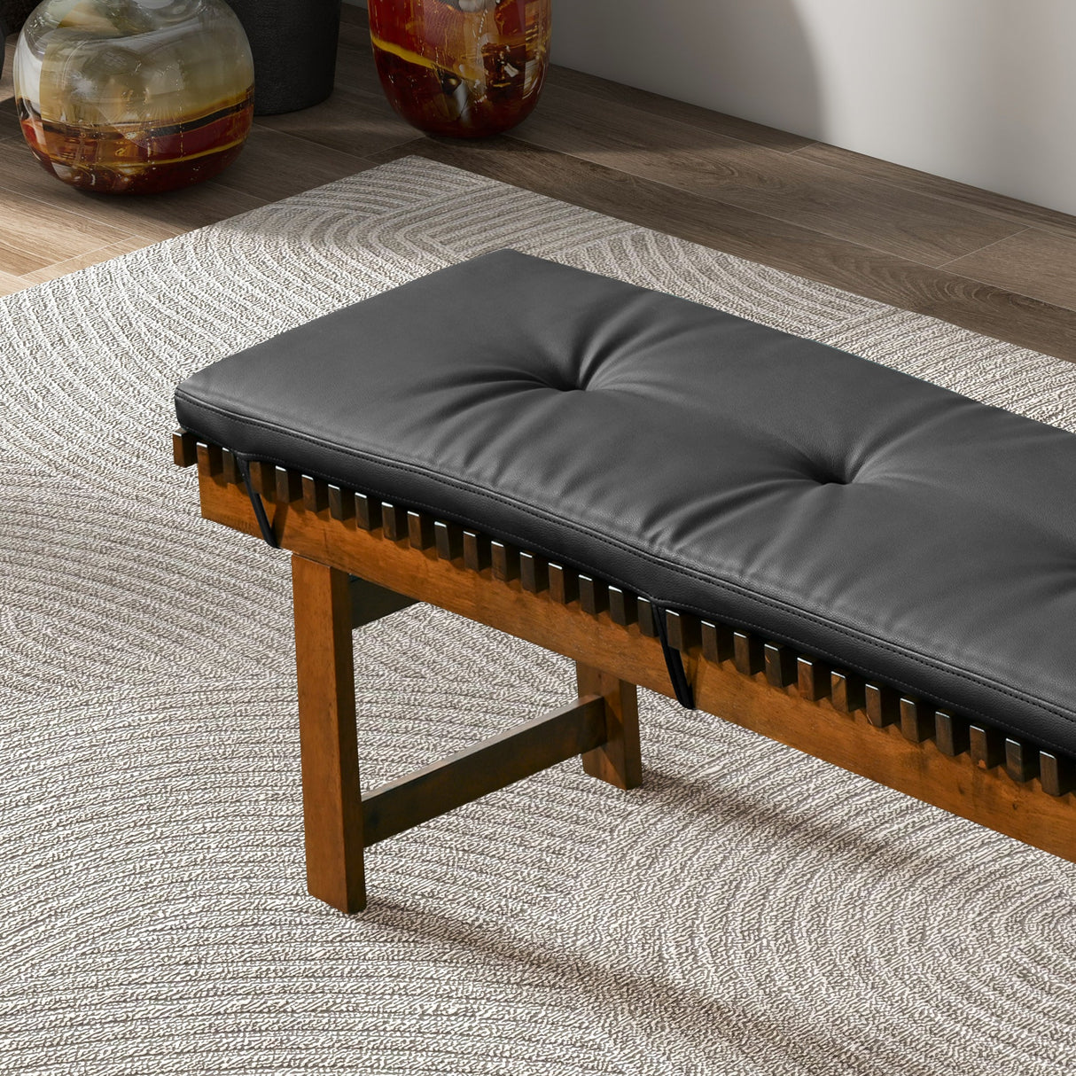 Lucia Black Vegan Leather Bench from Midinmod - Luna Furniture