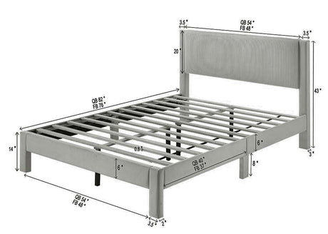 Lucia Light Gray Queen Platform Bed from Crown Mark - Luna Furniture