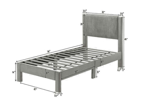 Lucia Light Gray Twin Platform Bed from Crown Mark - Luna Furniture