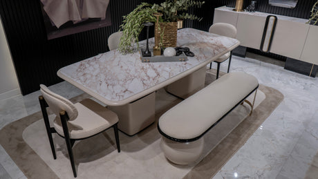Luciano Cream and Gold Dining Set from Luna Luxury - Luna Furniture