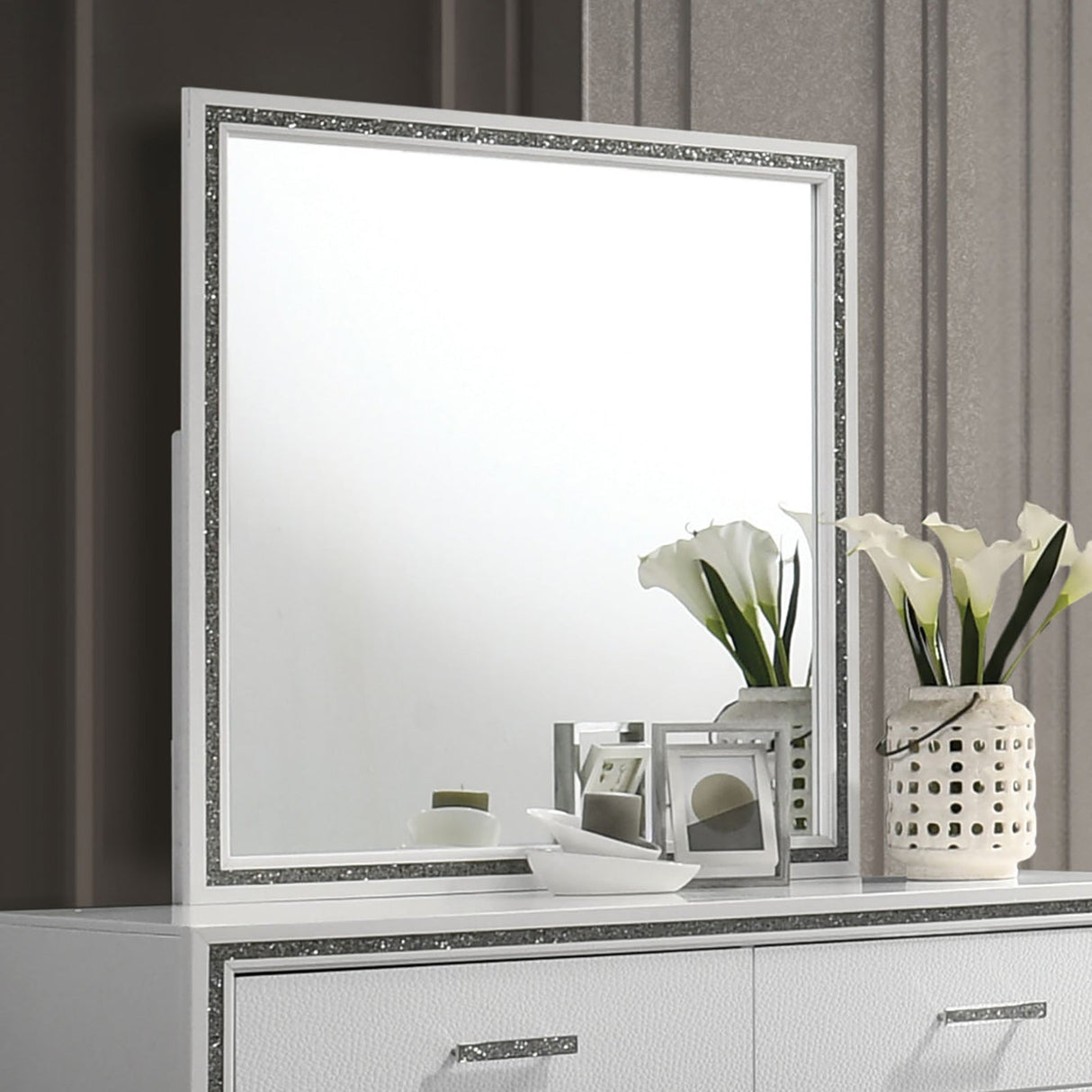 Lucida White Mirror (Mirror Only) from Furniture of America - Luna Furniture