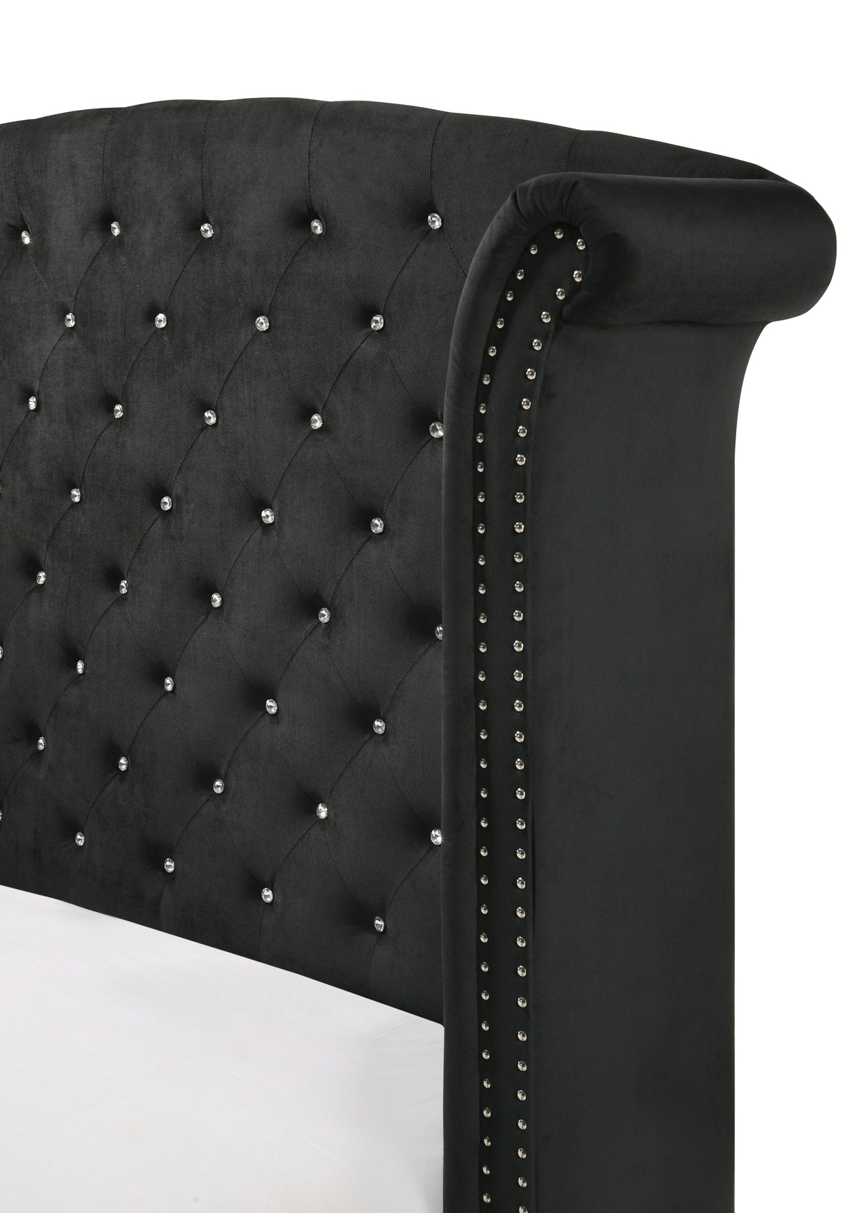 Lucinda Black Queen Upholstered Wingback Panel Bed from Crown Mark - Luna Furniture
