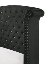 Lucinda Black Queen Upholstered Wingback Panel Bed from Crown Mark - Luna Furniture